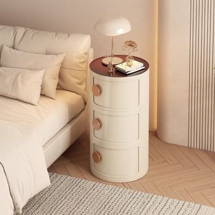 Extremely Narrow Side Storage Cabinet Storage Rack Round Small Bedside Cabinet Children's Replacement Bedroom Home