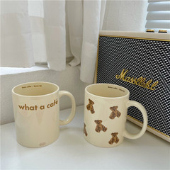 Original homemade cream-colored retro bear mug large-capacity ceramic cup milk breakfast cup couple water cup