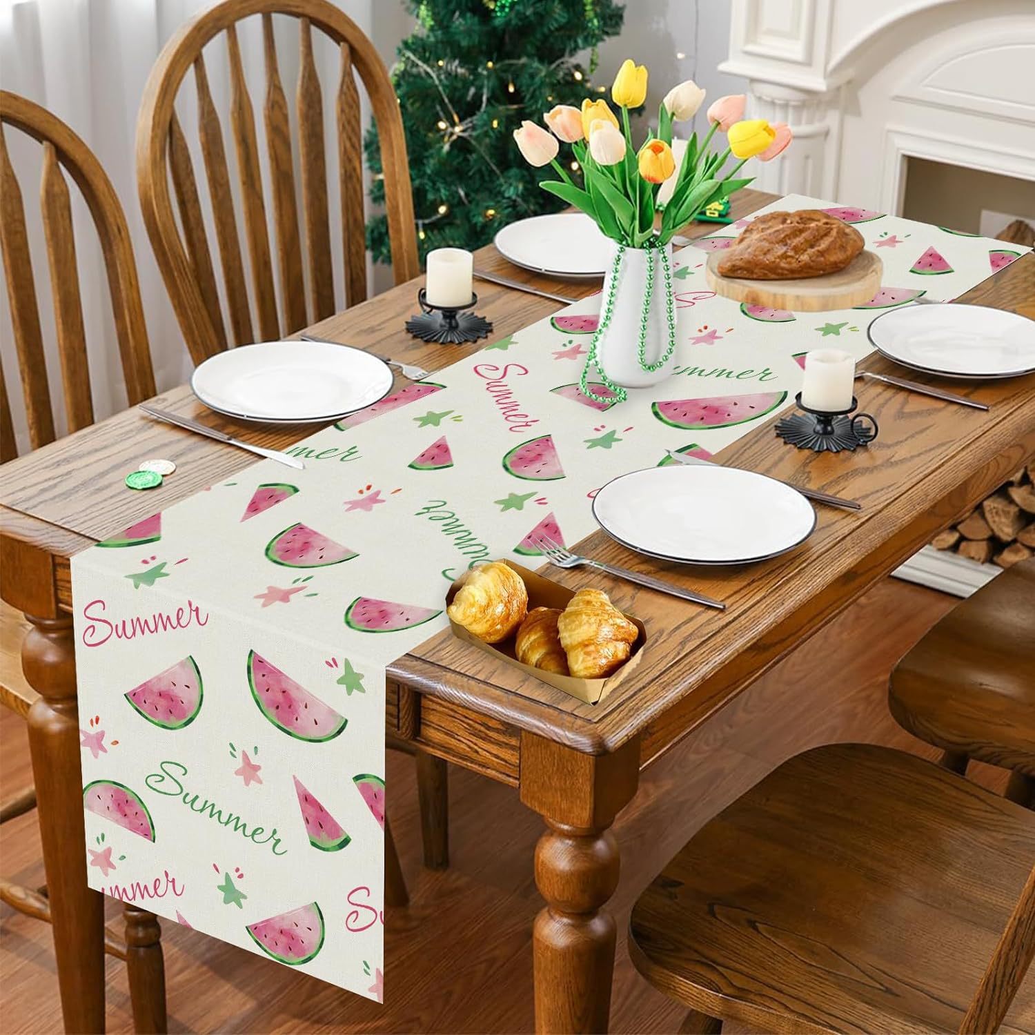 90g Weight Tablecloths Home Textiles & Decor Type Linen Material Letter, Fruit, Flower Pattern Simple Style Style Simple Style Letter Fruit Flower Linen Tablecloths 4