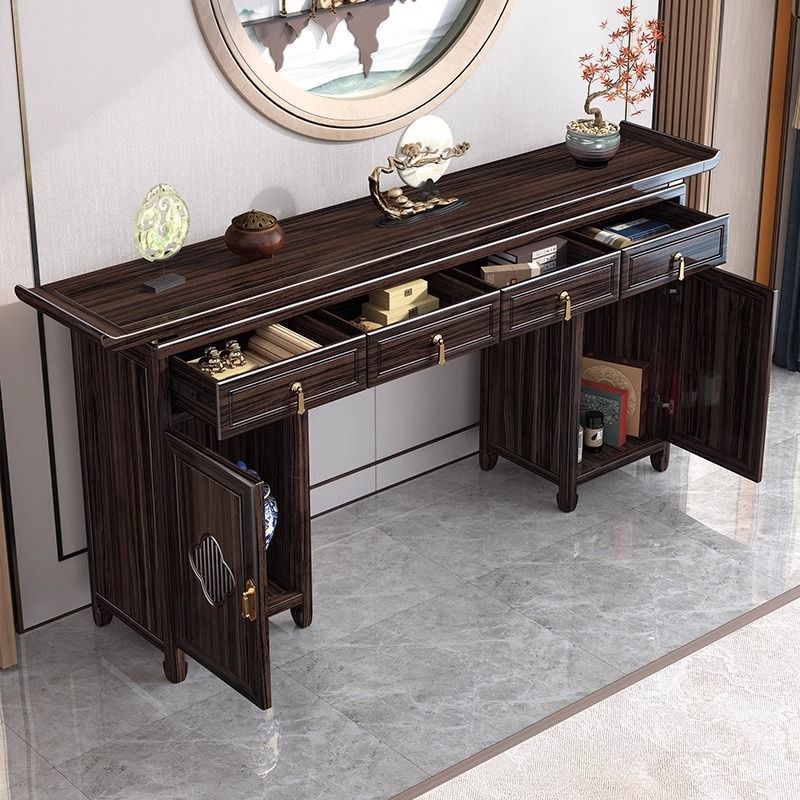 Customized Ebony Solid Wood Sideboard for Rural Home Use, Suitable for Offering Tables, Ancestral Altar Tables, and Offering Tables in the Main Hall, Set of Six Pieces for Cross-Border Shipping