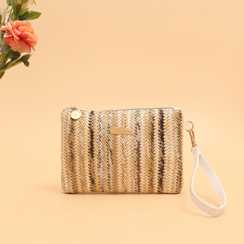 Beach Fashion Rainbow Woven Bag Women's 2025 Summer New Clutch Bag Coin Purse Small Fresh and Stylish Women's Bag