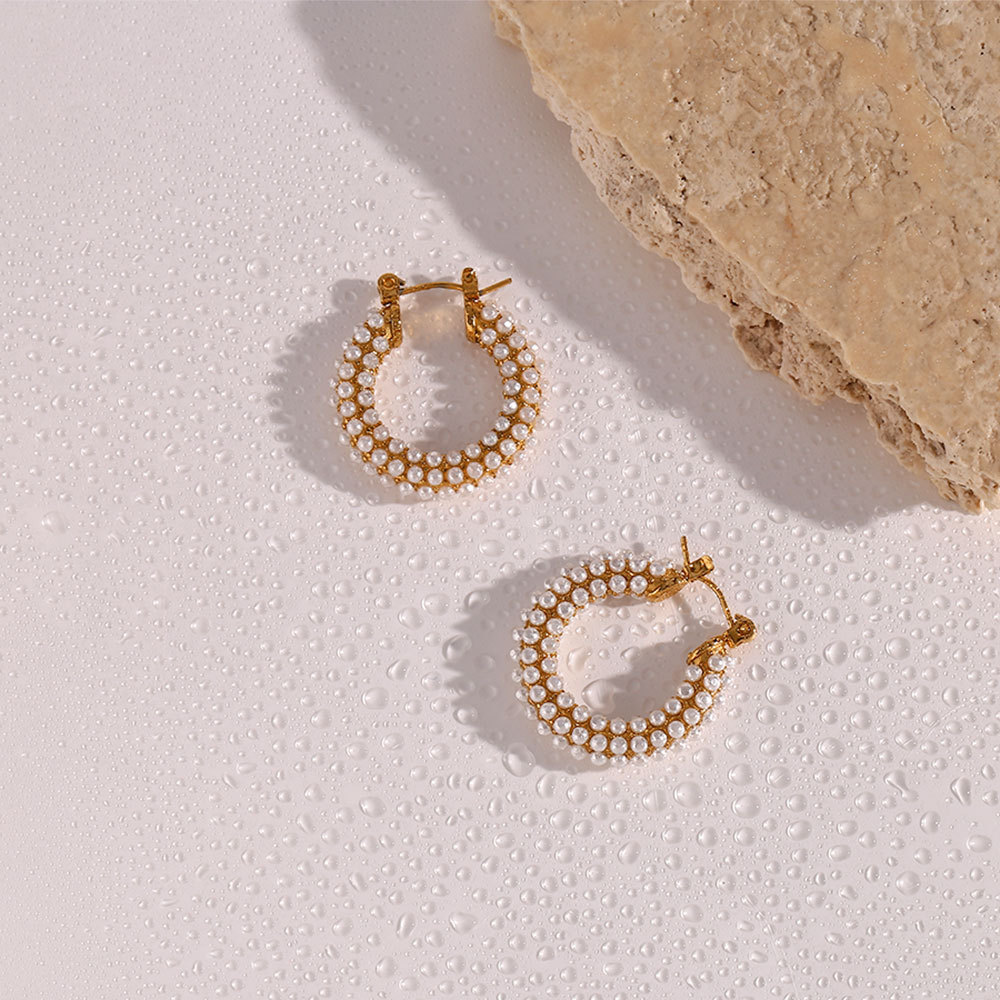 Daily Occasion 304 Stainless Steel Material PVD Coated Real Gold Plated 18K Gold U Shape 304 Stainless Steel Fashion Waterproof Non Tarnish Hoop Earrings