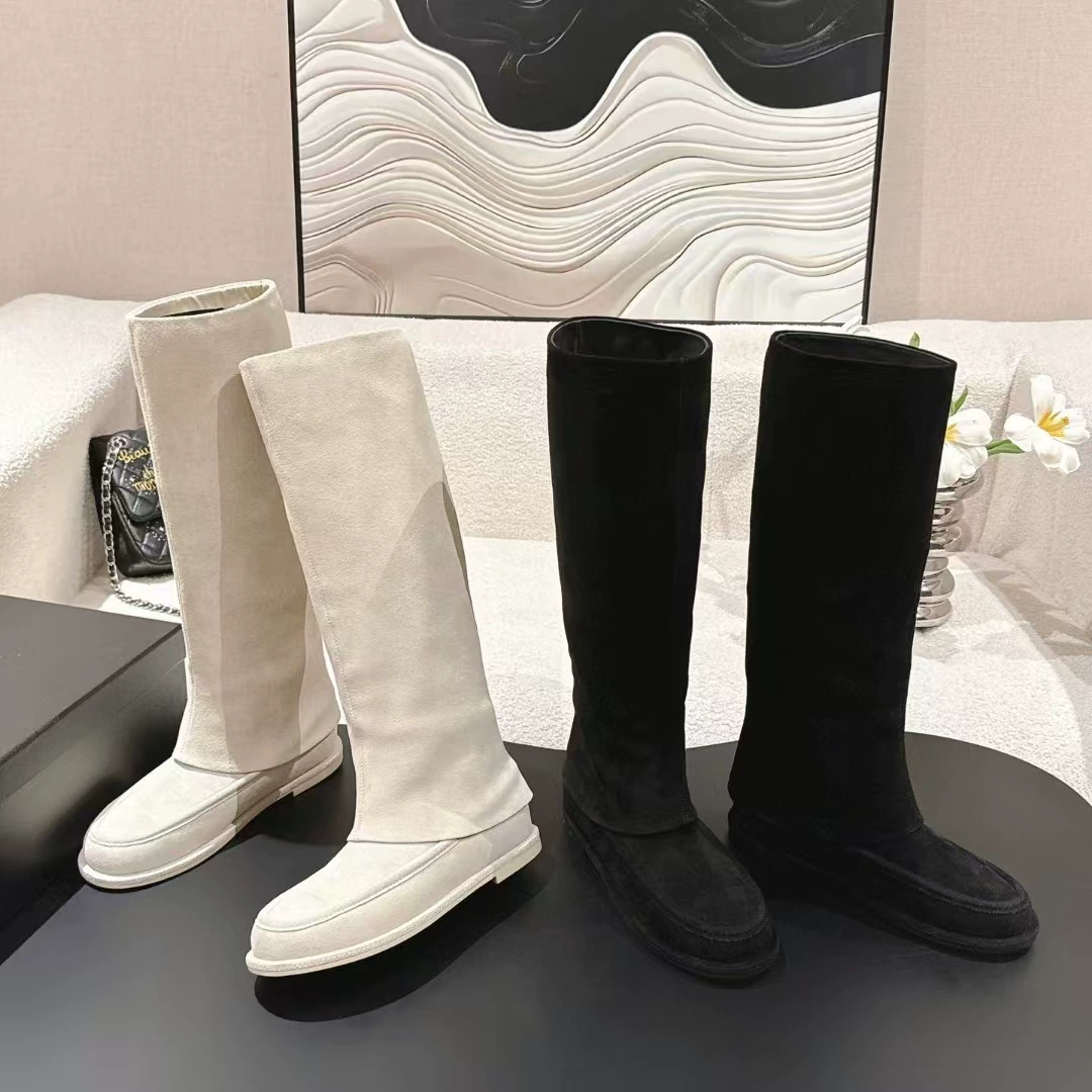 25C Little ароматный ветер замшевые сапоги женские брюки сапоги новый осенний и зимний плоский дно брюки сапоги сапоги рыцарь сапоги