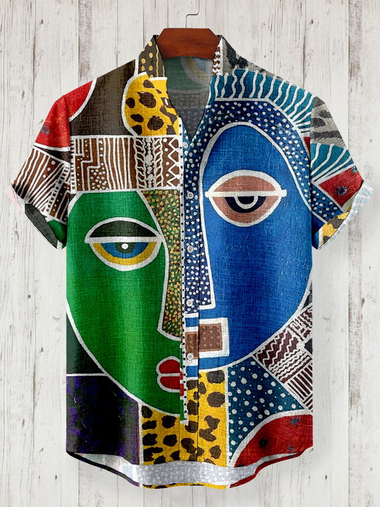Trend de moda para hombres transfronterizos Camisa de manga corta hawaiana Camisa estampada digital 3D Transfronteriza Amazon