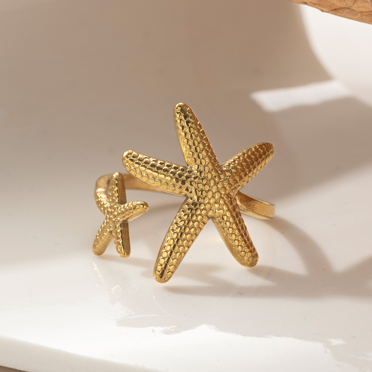 Tena anillo de collar de acero inoxidable europeo y americano diseño de nicho femenino conjunto de joyas de galvanoplastia de oro de 18k todo fósforo transfronterizo ins image 4