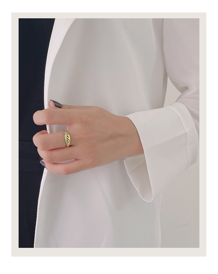 925 Sterling Silver Geometric Adjustable Ring Open Rings Rings display picture 2