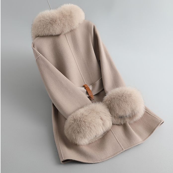 Women's Clothing Autumn And Winter New Style Fox Fur Collar Gao Rui Double Faced Cashmere Coat Women's Medium And Long Wool Double Faced Wool Coat_voghion.com