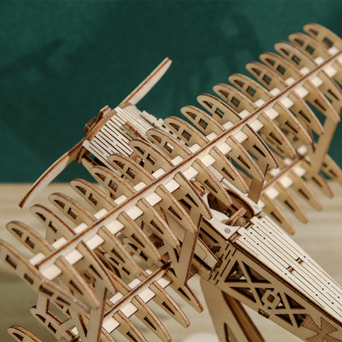 Cross-border manufacturer new aircraft 3D stereoscopic puzzle wooden toy intelligence assembly toy DIY creative decoration