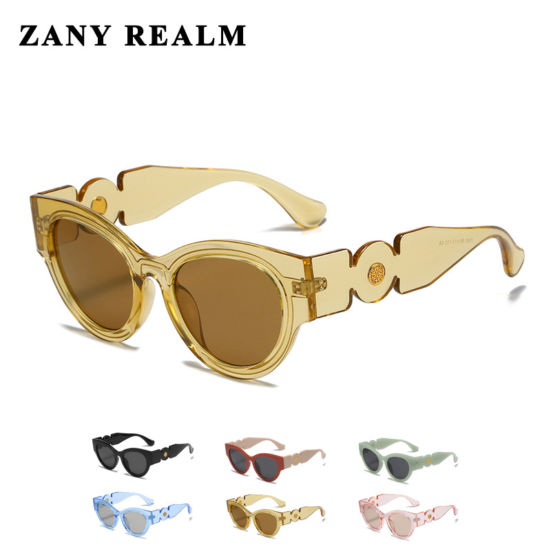Nuevo retro francés marco redondo ojo de gato transfronterizo gafas de sol contraste color Amazon gafas de sol en vivo fabricante en stock