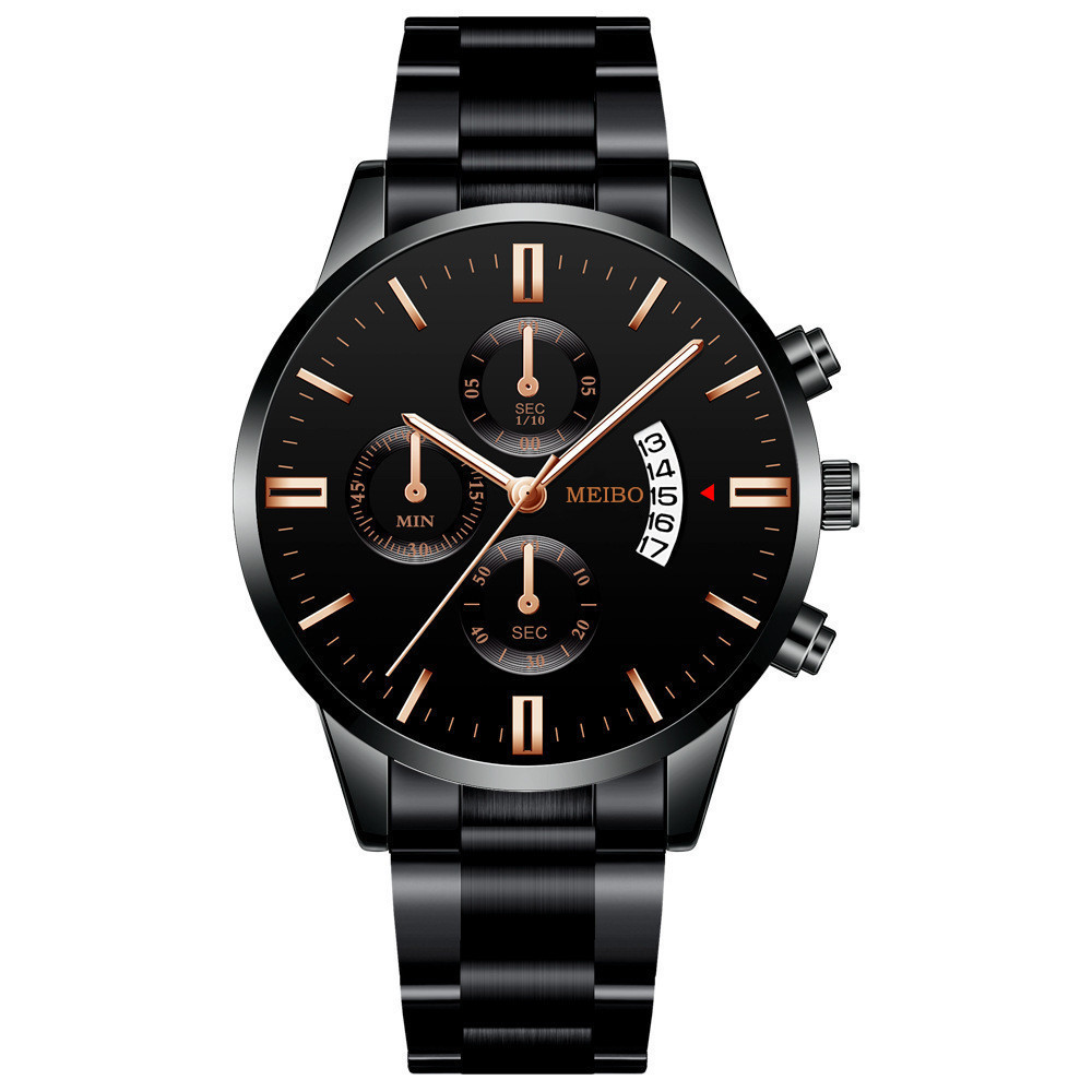 Reloj de hombre de negocios no mecánico de moda casual hombres de acero inoxidable con calendario atmosférico reloj de cuarzo