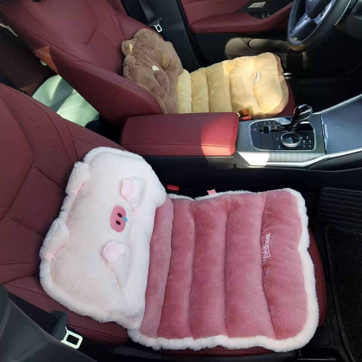 Cuscino per sedile integrato con supporto lombare universale per auto, per tutte le stagioni, in peluche invernale, pezzo unico_voghion.com
