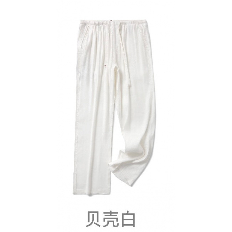 軽くて高級なキャビネット商品！麻繊維混紡涼しく通気性のある夏の新しいメンズハイエンドストレートコットンとリネンのカジュアルパンツ|undefined