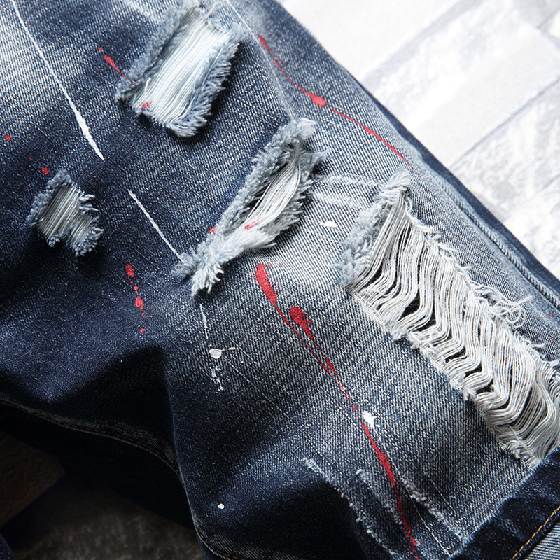 Pantaloncini jeans uomo distressed taglio dritto casual vintage_voghion.com