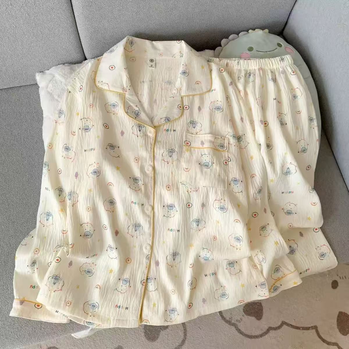 Cartoon al por mayor transfronterizo nubes de algodón pantalones de manga larga pijamas cardigans dulces de alto valor de ropa de hogar conjunto de ropa exterior