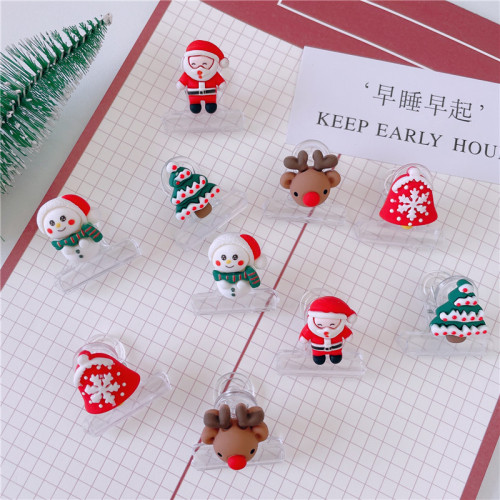 Christmas Tail Clip Exam Paper Ticket Paper Document Storage Snowman Reindeer Notebook Office Stationery Cross-border 