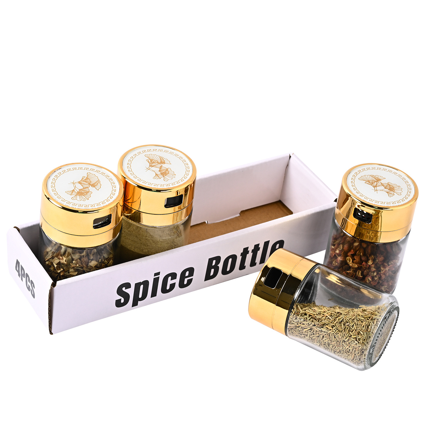 Venta caliente transfronteriza cocina de acero inoxidable Luz de lujo de vidrio condimento tarro traje hogar sellado de vidrio condimento tarro al por mayor