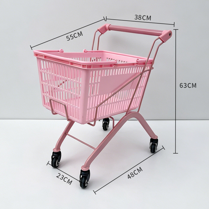 Mini Carrito de Compras Infantil de Metal y Poliuretano con Ruedas de PU para Tienda de Conveniencia