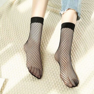 Silk stockings Fishnet stockings[][Net socks] 10 black grid Socks Socks summer Thin section