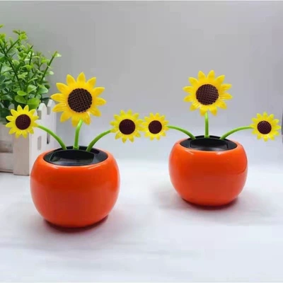 Directly Supplied from the Manufacturer, Solar-Powered Apple Flower Three-Flower Sunflower Car Ornaments, Interior Accessories, Creative Children's Toys (Car ornaments) - 1