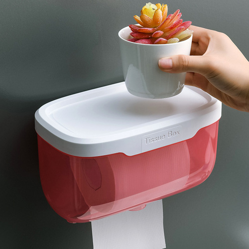 Bathroom tissue box punch-free wall-mounted toilet transparent tissue box simple creative waterproof bathroom tissue box