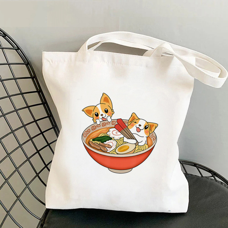 Cute Corgi Corgi Perro Perro Perro Impresión Canvas Bolsa de hombro Bolsa de mano de estudiantes en stock