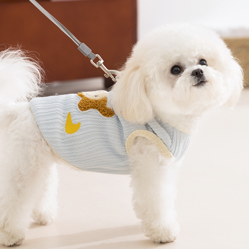 Ropa para perros mascotas Cartas de dibujos animados Dachshund Dog Chaleco transpirable Teddy Bichon Ropa de verano Bomei