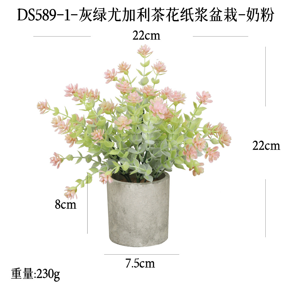 Más de 240 combinaciones populares de macetas con plantas verdes artificiales, decoraciones para el hogar, flores artificiales, bonsáis cilíndricos de pulpa de papel.