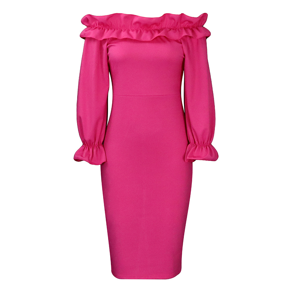Off Shoulder Long Sleeve Dress Elegant Fit Plus Size Autumn Fashion Perfect for Parties and Events Wholesale