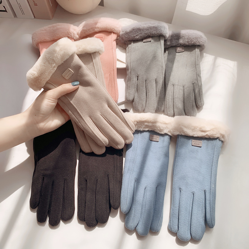 手袋の女性は冬にベルベットをつけて保温insを厚くしてかわいいタッチパネルの徳絨毛秋冬電気自動車防寒自転車手袋|undefined