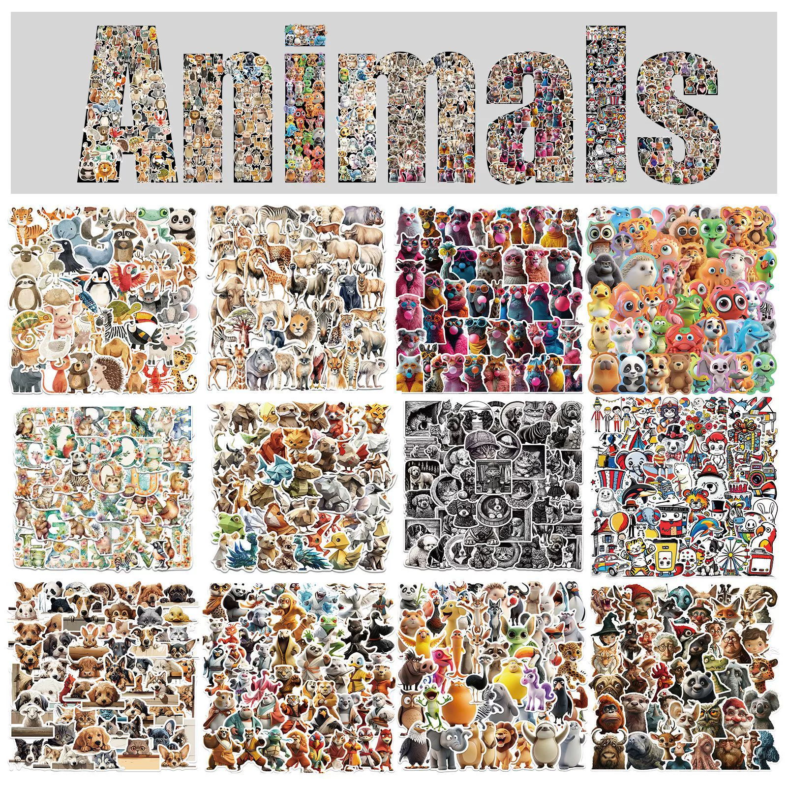 [Супер полная коллекция] Ферма Дикая природа наклейки для детей игрушка лося альпака панда льва наклейки через границу