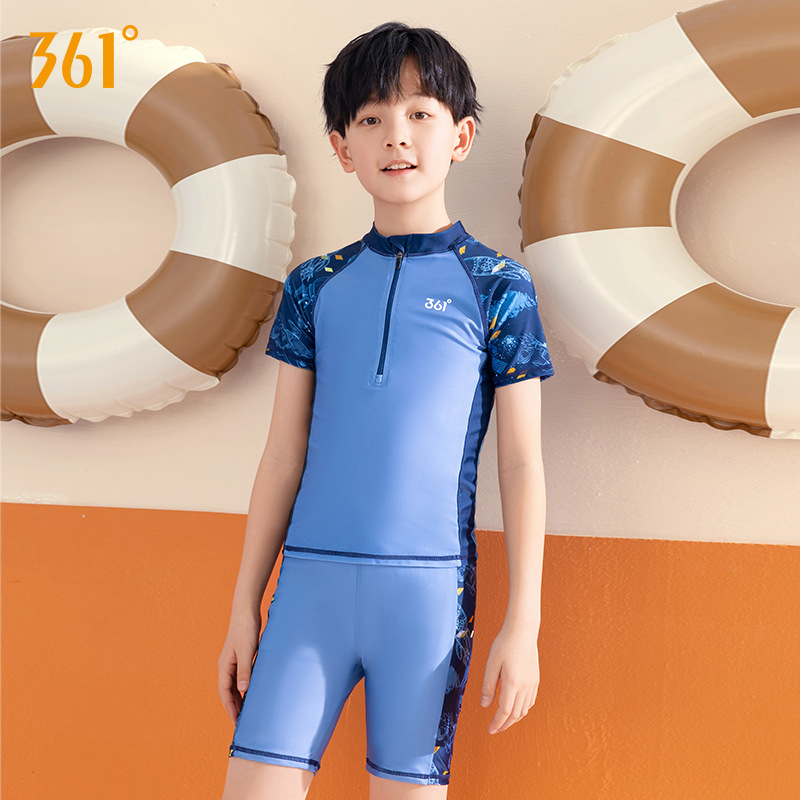 361 Children's Swimsuit Boys and Girls Split Swimsuit Quick-drying Short-sleeved Shorts Professional Sports Medium and Big Children's Swimsuit