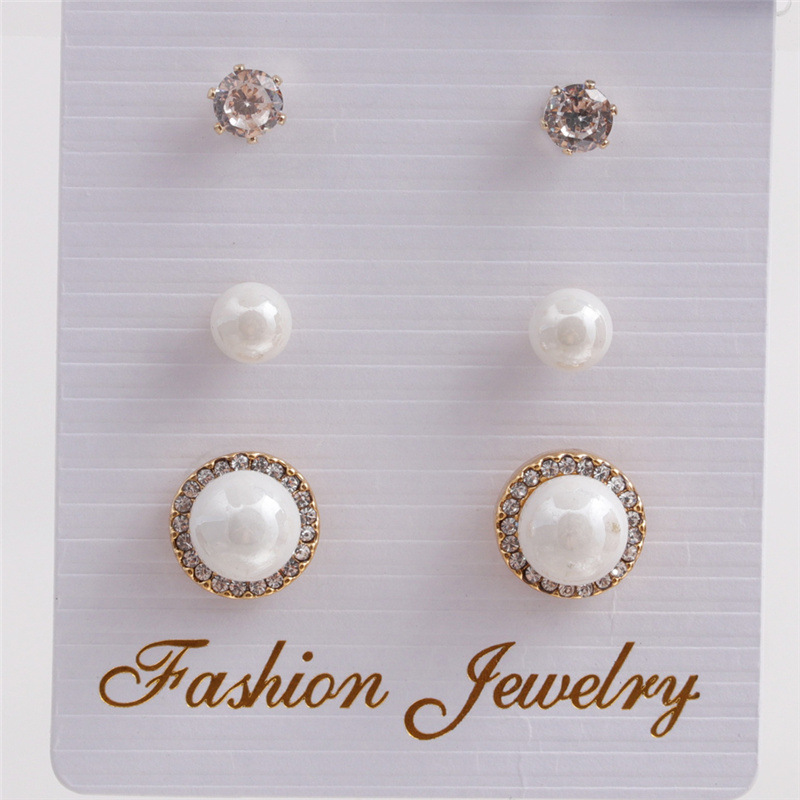 Fashion pearl alloy love earrings setpicture3