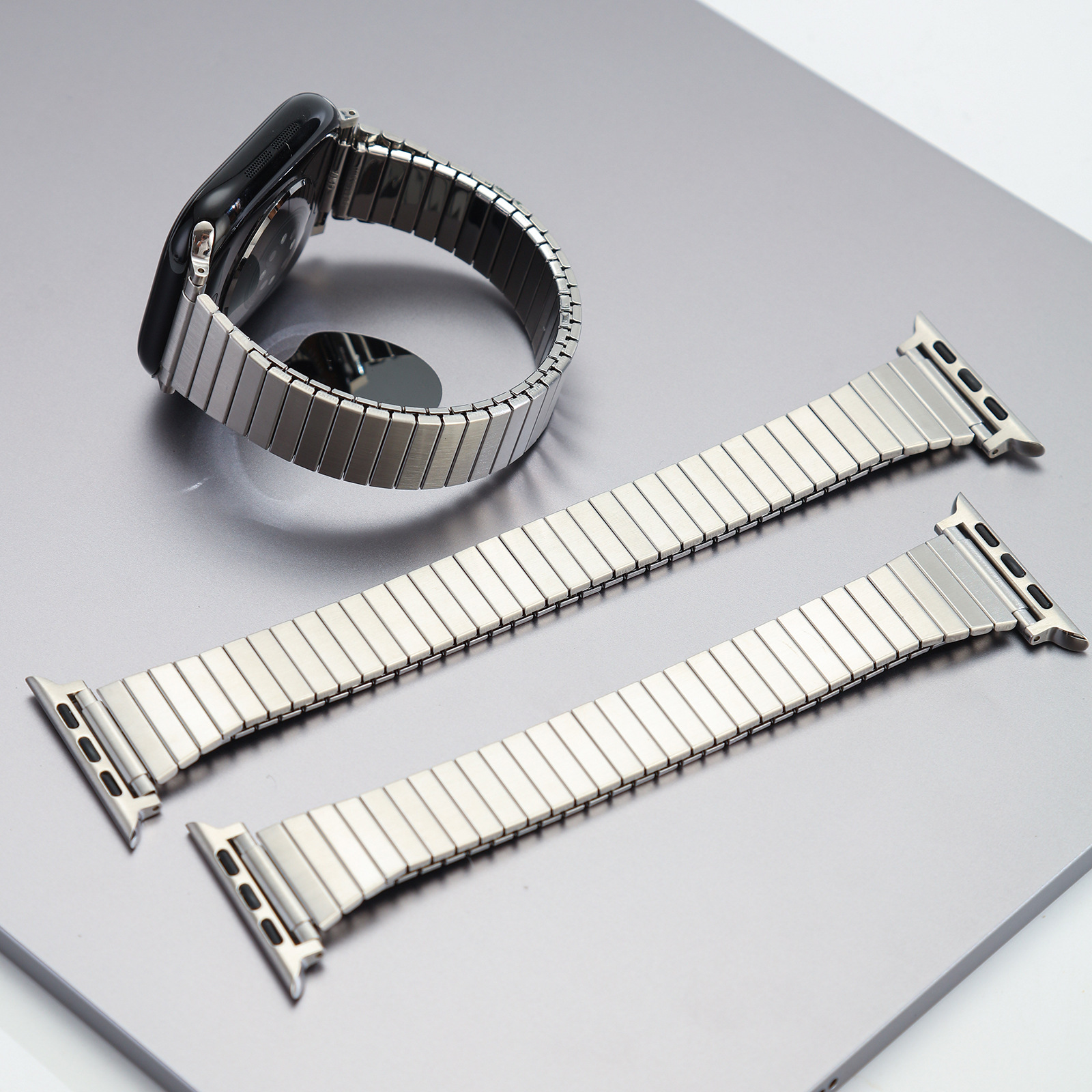 Suitable for Apple Apple Watch Single-Turn Elastic Stainless Steel Watch Strap Iwach10 Bamboo Waist Watch Strap