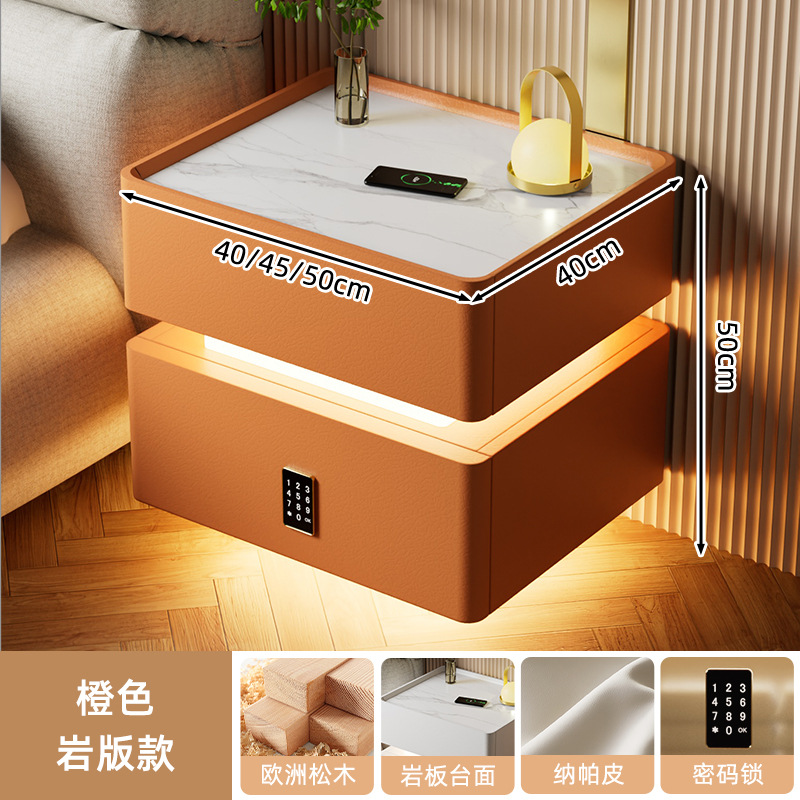 Mesa de cabezal inteligente con lámpara 2024 nuevo dormitorio de madera sólida lujoso y de alta calidad simple y moderno gabinete de almacenamiento junto a la cama