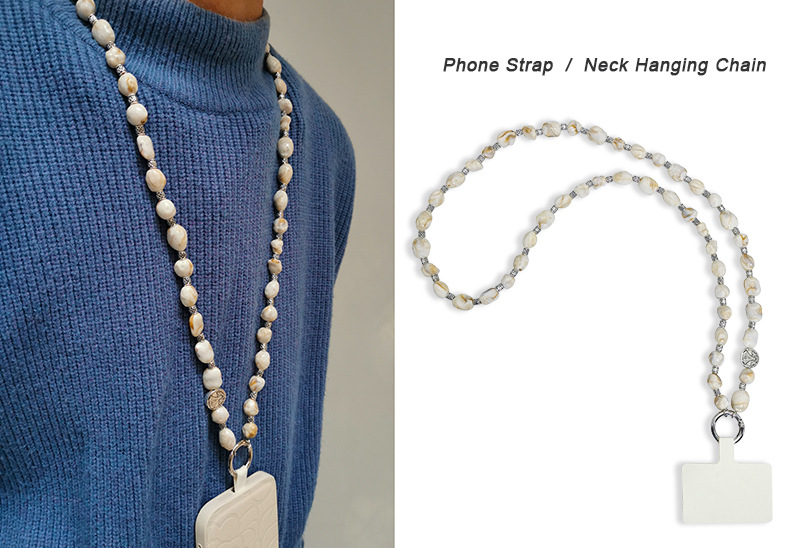 31g Weight Mobile Phone Lanyard Classification 1 Piece Quantity Acrylic Material Solid Color Pattern Beaded Design Bohemian Style Bohemian Solid Color Arylic Beaded Mobile Phone Lanyard 4