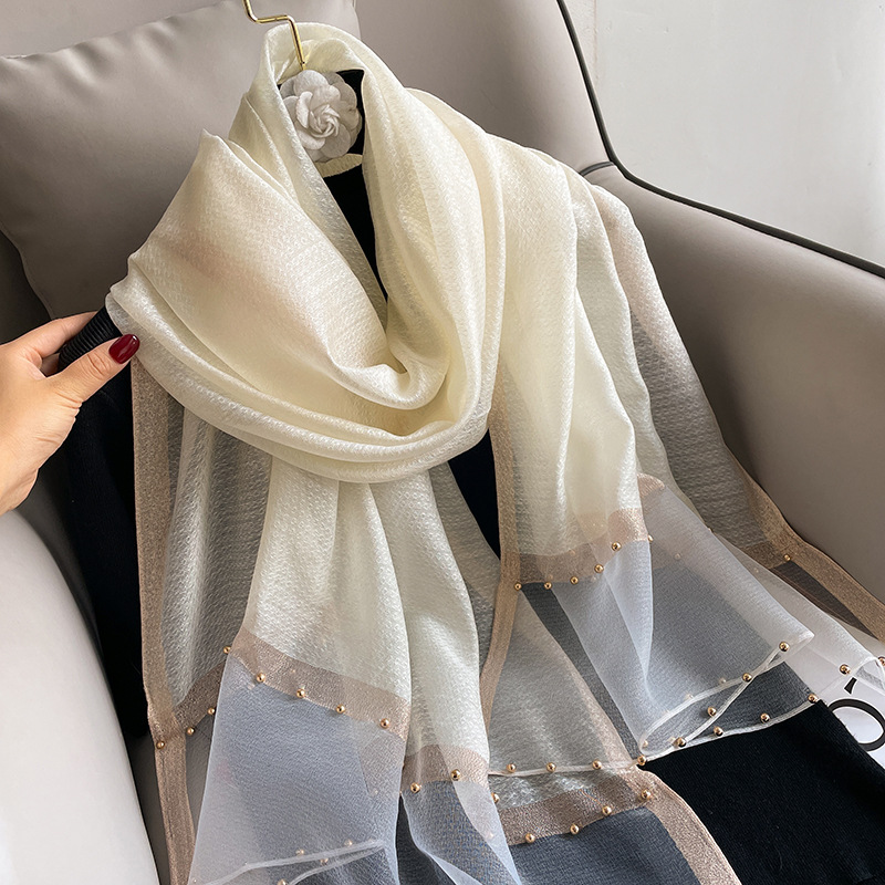 Silk Material Solid Color Pattern Women's Retro Solid Color Silk Silk Scarves