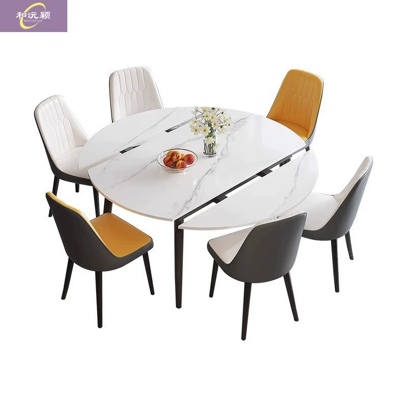 Бытовой складной телескопический обеденный стол Современный минималистский обеденный стол с каменной плитой