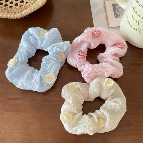 French girl rose hair rope sweet small hair ring elegant temperament hair rope large intestine ring Japanese and Korean hair accessories headdress