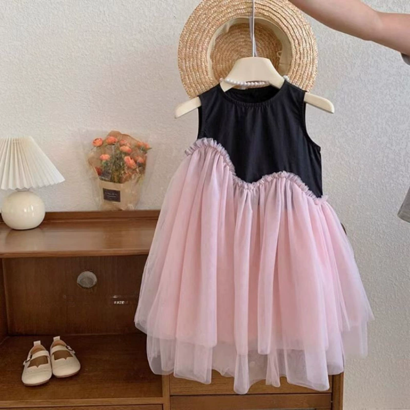 Девушки нерегулярное платье юбка жилет юбка летнее платье новая девочка