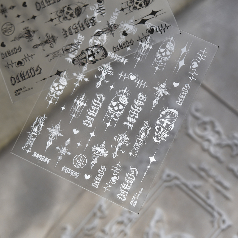 tomoni薄韧美甲贴纸 复古暗黑指甲贴新中式哥特星芒饰品贴纸素材|undefined