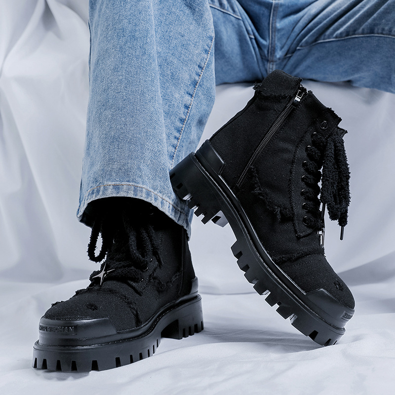 Casual Men's Height-increasing Motorcycle Boots British Style_voghion.com