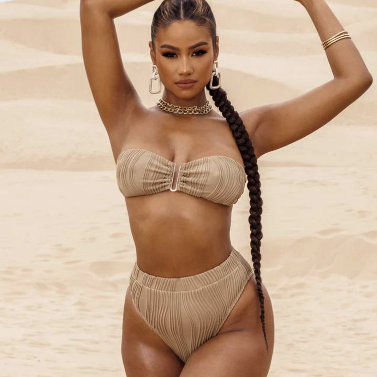 Womenu0027S Stripe Solid Color Polyester Bikinis 2 Piece Set