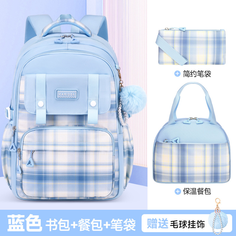 2025 nueva mochila escolar de escuela primaria a cuadros para niños 3-6 grados mochila ultraligera Oxford tela de gran capacidad para niñas