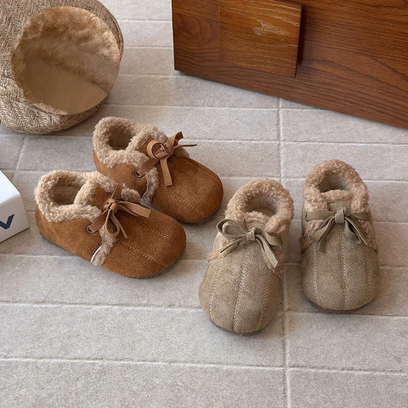Зимняя детская утепленная ретро нескользящая обувь в стиле Birkenstock Boston в корейском стиле нескользящая подошва мягкая подошва