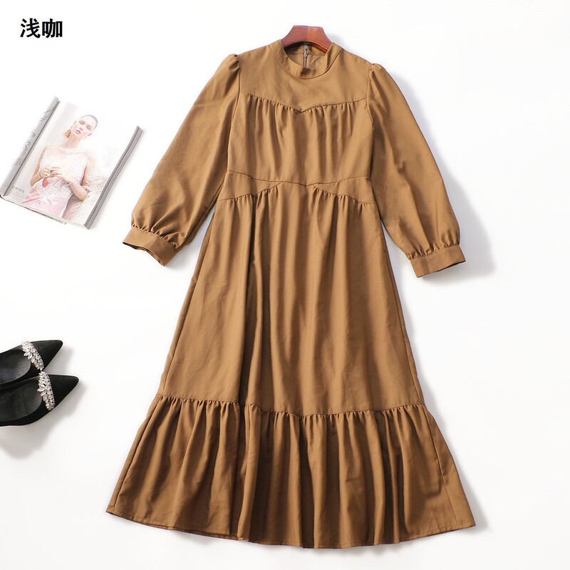 414889 Autumn long-sleeved extended-length dress Shenzhen Mingwei wholesale quality women's clothing clearance factory