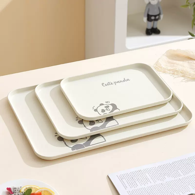 奶油风大号托盘家用放茶杯茶盘长方形水杯收纳盘零食水果面包餐盘