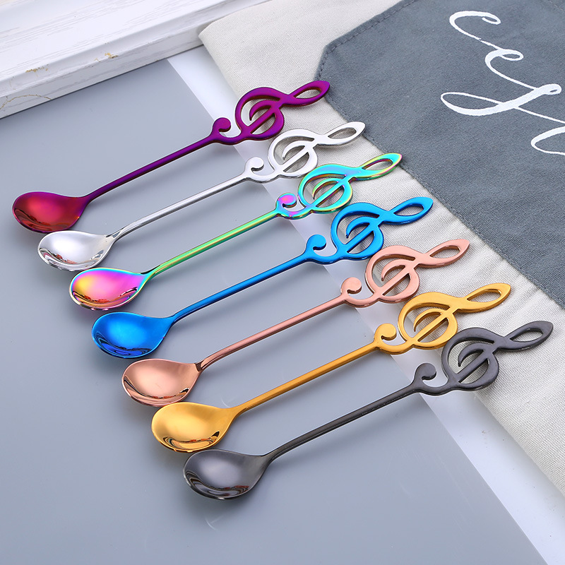 Creative Musical Gift, Treble Clef High Note Shaped Coffee Spoon, Cute And Exquisite Prize For Students_voghion.com