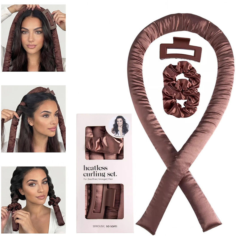 Cross-Border Lazy No-Heat Sleep Curling Iron for Big Waves, Cotton-Filled Curling Wand, Hair Tie, Hair Clip Set, Hair Styling Tool