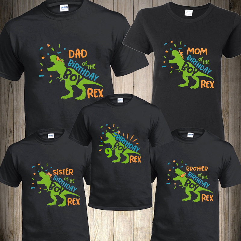 Funny Dinosaur Birthday Boy Matching Family T-Shirt Men Women Top Birthday Party T-Shirt Shirt Adult