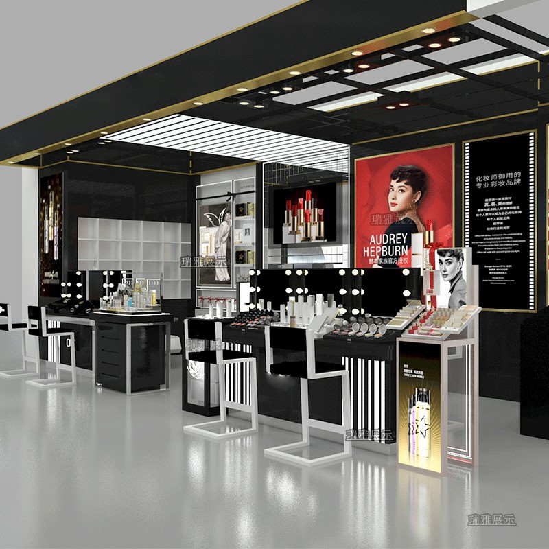 0127彩妆展示柜商场定制化妆品展柜亚克力面板展架